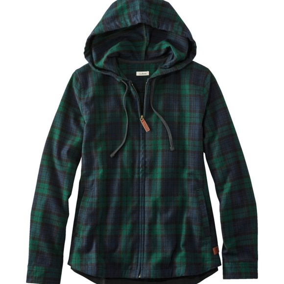 L.L. Bean Women's Scotch Plaid Flannel Shirt, Relaxed Zip Hoodie Size 1X - Picture 1 of 8